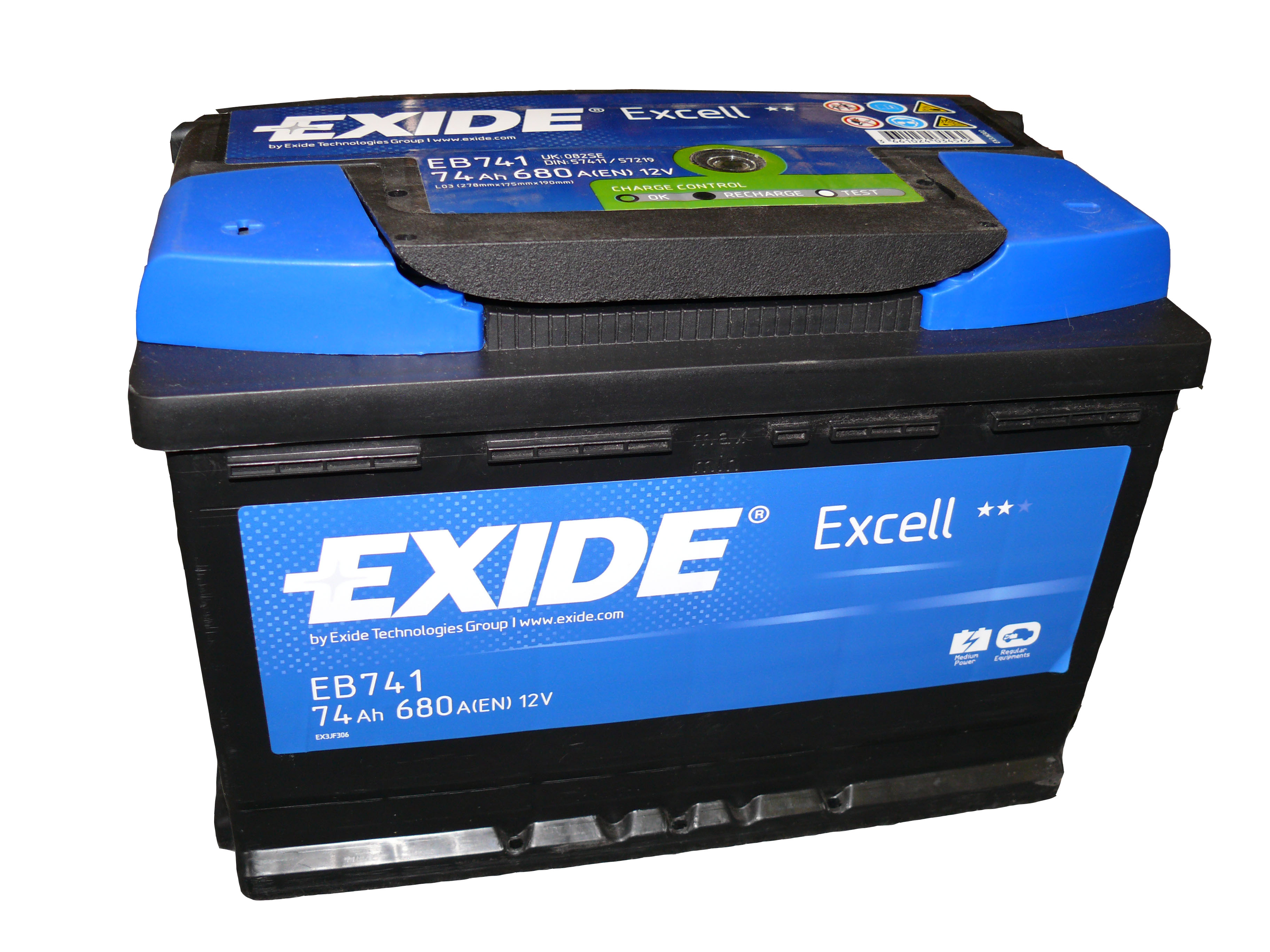 Акумулятор EXIDE EXCELL 80Ач, 700А, 175/315/175, 12V, -/+