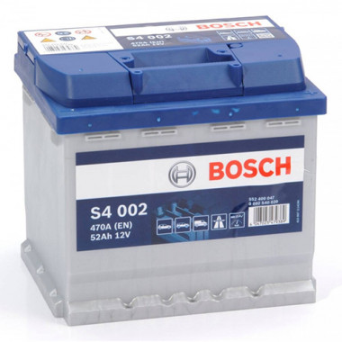 BOSCH (S4002) 52Ач, 470А 175/207/190, 12V, -/+