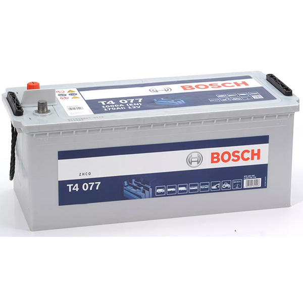 Аккумулятор BOSCH (T4077) 170Ач, 1000А, 223/513/223, 12V, +/-