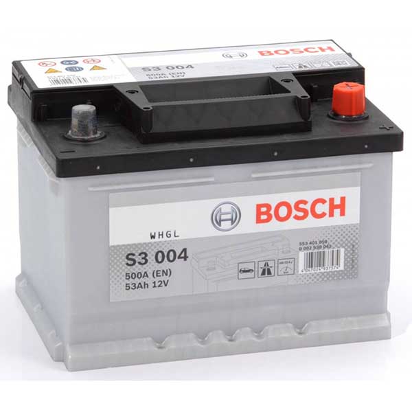 Аккумулятор BOSCH (S3004) 53Ач, 500А, 175/242/175, 12V, -/+