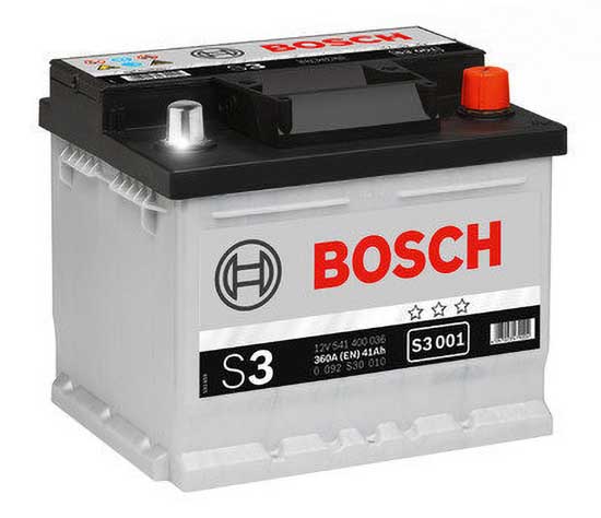 Аккумулятор BOSCH (S3001) 41Ач, 360А, 175/207/175, 12V, -/+