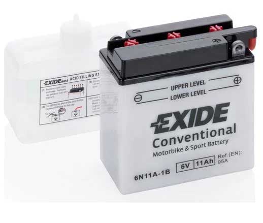 Аккумулятор EXIDE (6N11A-1B) 11Ач, 95А, 59/121/131, 6V, +/-