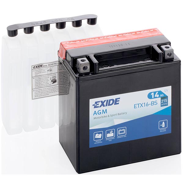 Аккумулятор EXIDE (ETX16-BS) 14Ач, 215А, 87/150/161, 12V, +/-