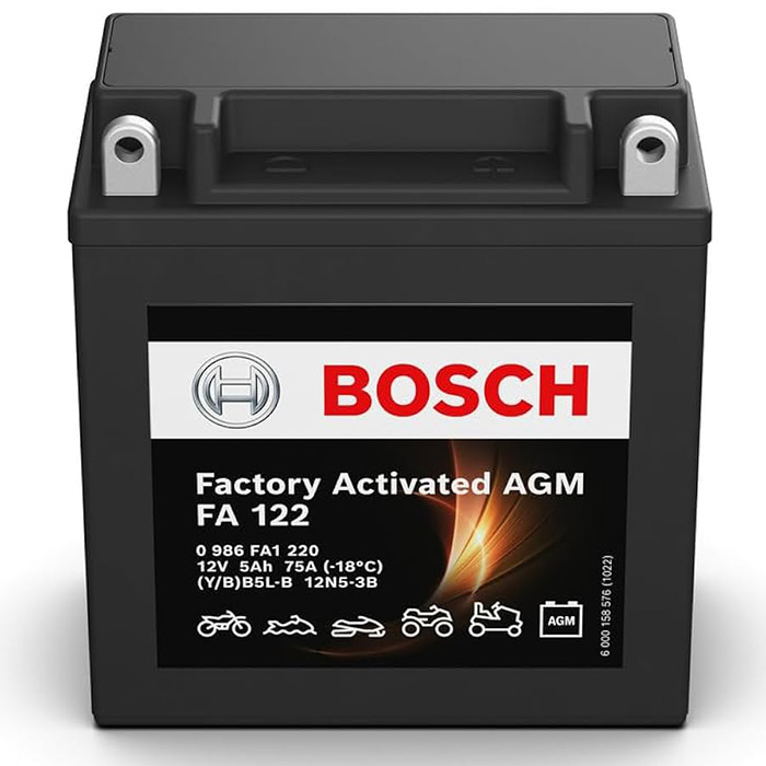 Аккумулятор BOSCH (FA122) 5Ач, 75А, 60/120/130, 12V, -/+