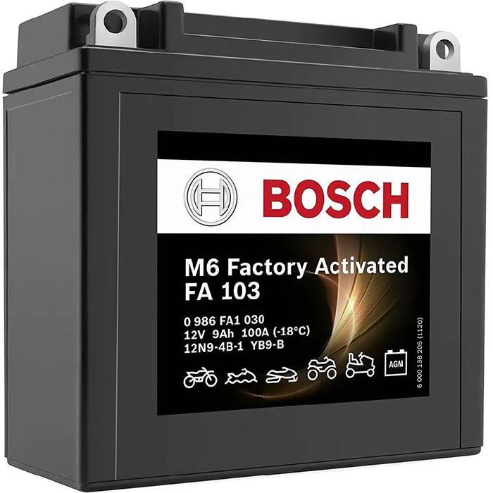 Аккумулятор BOSCH (FA103) 9Ач, 100А, 75/135/139, 12V, +/-