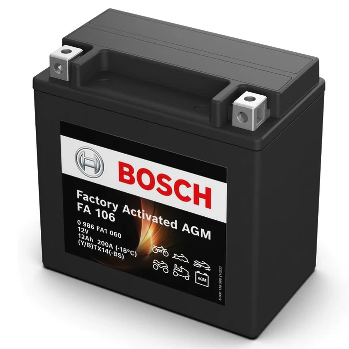Аккумулятор BOSCH (FA106) 12Ач, 200А, 87/150/145, 12V, +/-