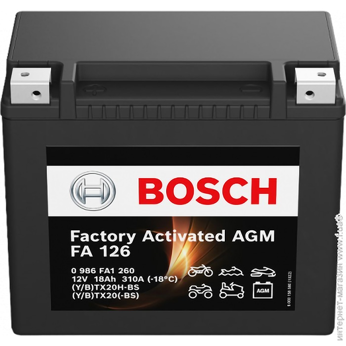 Аккумулятор BOSCH (FA126) 89x176x154 мм 18Ач