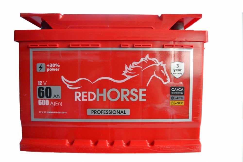 Аккумулятор RED HORSE Asia Line 60Ач, 540А, 175/232/220, 12V, -/+