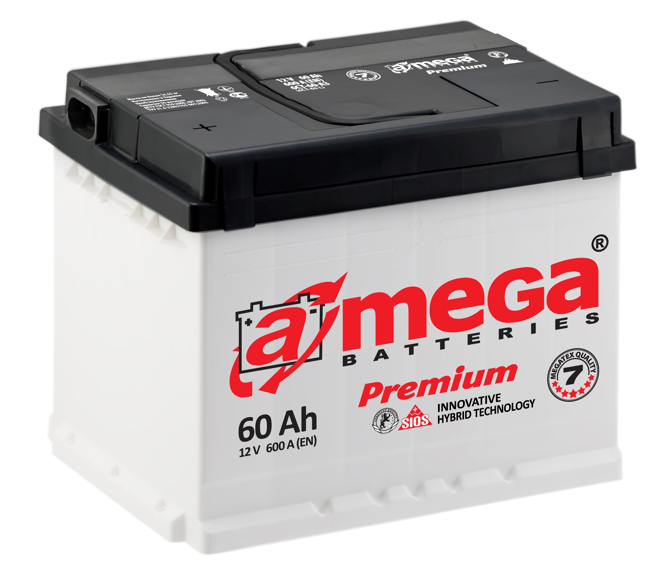 Аккумулятор A-MEGA PREMIUM 45Ач, 450А, 175/207/190, 12V, -/+