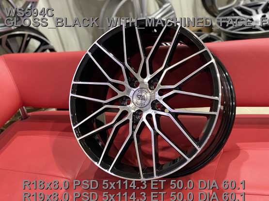 Ковані  диски WS Forged WS594C 19x8,0 PCD5x114,3 ET50 D60,1 GLOSS_BLACK_WITH_MACHINED_FACE